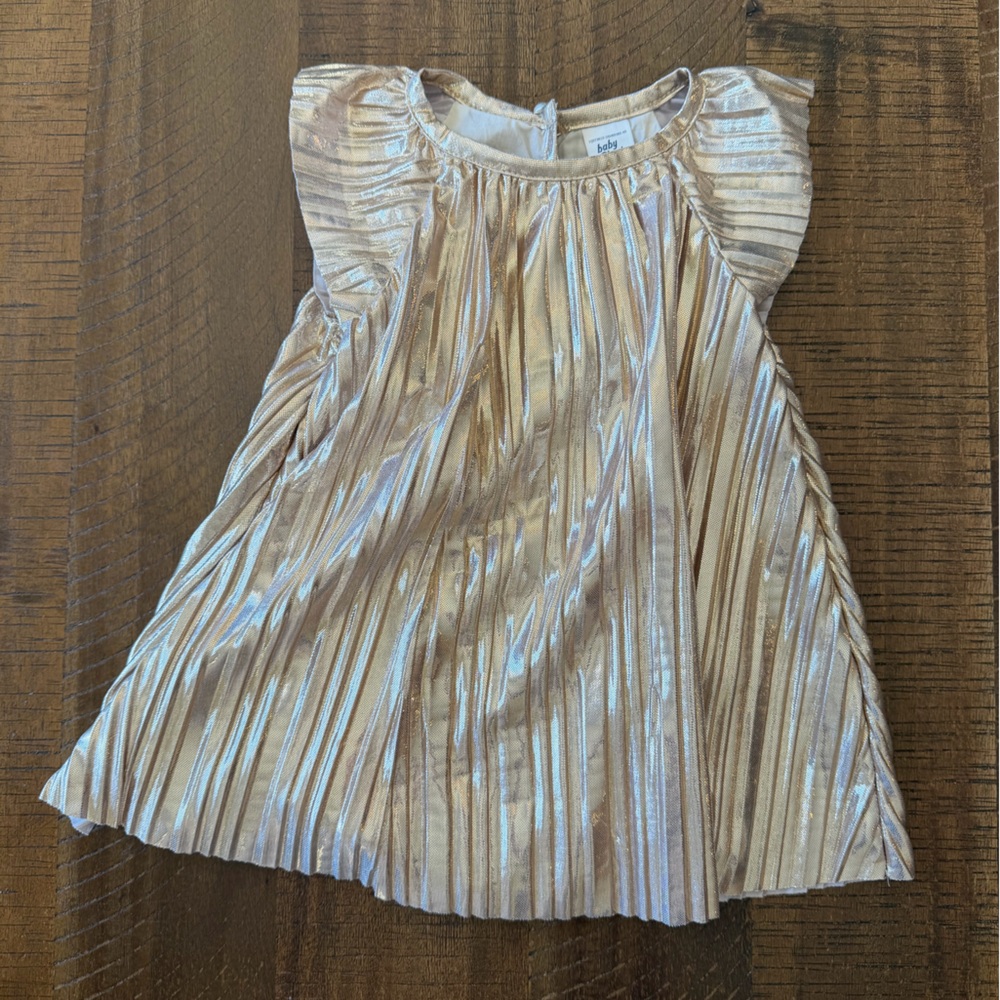 Baby Bgosh Gold Pleated Dress Size 6M